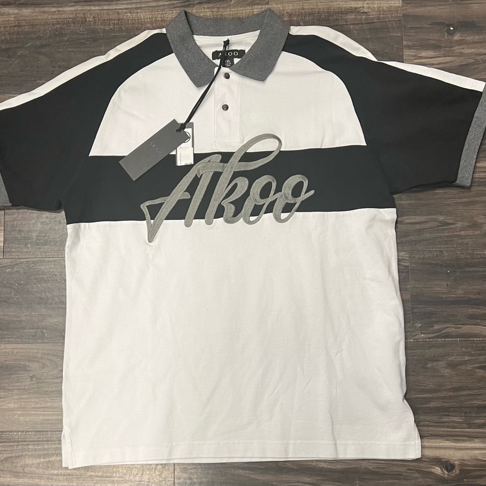 Akoo Men's Black and White Polo Shirt